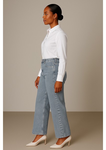 Cedy Denım Kadın Palazzo Yüksek Bel Cotton Jean Pantolon fırsatları
