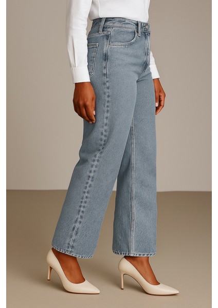 Cedy Denım Kadın Palazzo Yüksek Bel Cotton Jean Pantolon