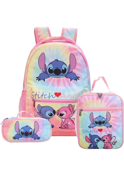 Blingbling1 Ilkokul Okul Çantası Karikatür Sırt Çantası Öğle Yemeği Çantası Taşınabilir Kalem Çantası Üç Parçalı Set (Yurt Dışından)