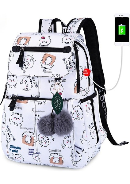 Blingbling1 Kız Hafif Sırt Çantası Büyük Kapasiteli Ortaokul ve Liseler Okul Çantası USB Şarj Portu ile (Yurt Dışından)