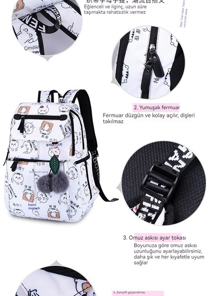 Blingbling1 Kız Hafif Sırt Çantası Büyük Kapasiteli Ortaokul ve Liseler Okul Çantası USB Şarj Portu ile (Yurt Dışından) modelleri