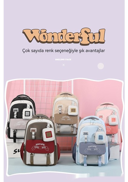 Kontrast Renkli Ortaokul ve Lise Öğrencileri Okul Çantası Taşınabilir Sırt Çantası (Yurtdışı Satın Alma) (Yurt Dışından) fiyatları