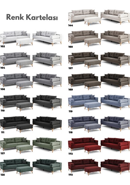 Zeri Modüler Yataklı Koltuk Takımı & 2 Adet Üçlü Kanepe & Puflu Köşe Takımı (3+3) - Koyu Gri - 106 fırsatları