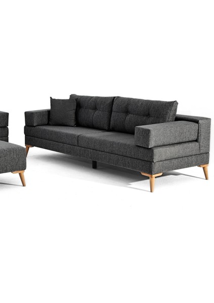 Zeri Modüler Yataklı Koltuk Takımı & 2 Adet Üçlü Kanepe & Puflu Köşe Takımı (3+3) - Antrasit - 110 indirimleri