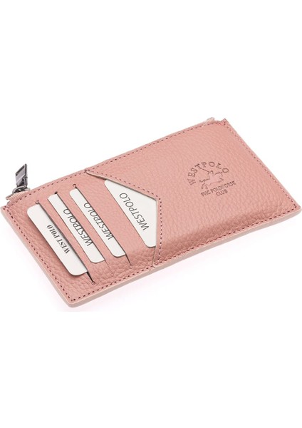 Hakiki Deri Fermuarlı Unisex Kartlık - Pudra fiyatları