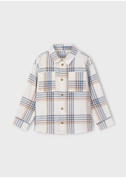 Erkek Çocuk Ekose Kışlık Gömlek 4128 Bej modelleri