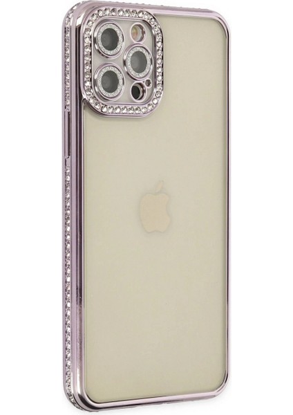 iPhone 12 Pro Kılıf Joke Taşlı Silikon - Mor