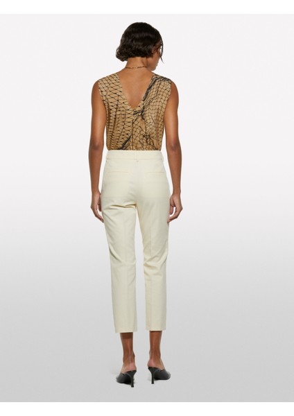 Streç Pamuklu Normal Bel Straight Fit Pantolon Kadın Şampanya Pantolon - 325P4ENMLE02X indirimleri