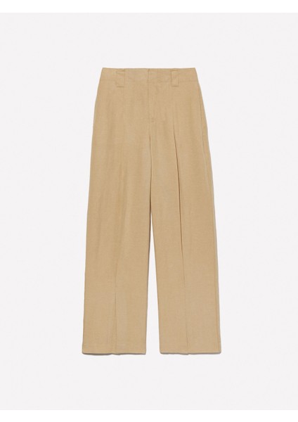 Keten Karışımlı Pile Detaylı Palazzo Pantolon Kadın Sarı Pantolon - 325P4HZELF06S fırsatları