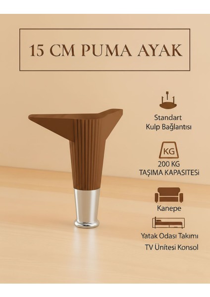 Imt Aksesuar Puma 15 cm Mobilya Kanepe Tv Ünitesi Kosol Dolap Komidin Ayağı