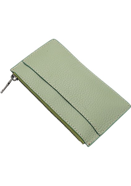 Hakiki Deri Fermuarlı Unisex Kartlık - Mint Yeşili modelleri