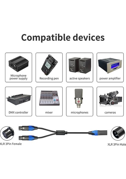 50CM Xlr Ayırıcı Kablosu 1 Xlr Dişi To 2 Xlr Erkek Xlr Y Ayırıcı Kablolu Kablo Mikrofon Ayırıcı Kordon Amplifikatör Karıştırıcı Mff (Yurt Dışından) modelleri