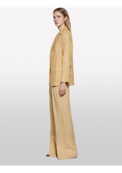 Keten Karışımlı Pile Detaylı Palazzo Pantolon Kadın Sarı Pantolon - 325P4HZELF06S indirimleri