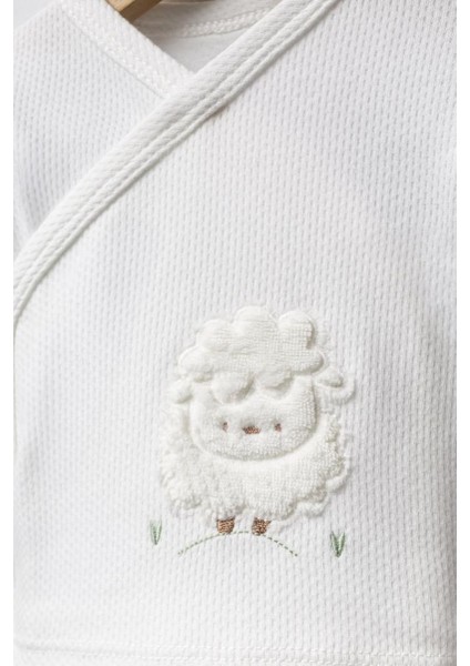 %100 Pamuk Kuzu Desenli 5 Parça Yenidoğan Hastane Çıkışı Zıbın Seti BBTF.EKR.20128 fırsatları