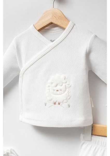 %100 Pamuk Kuzu Desenli 5 Parça Yenidoğan Hastane Çıkışı Zıbın Seti BBTF.EKR.20128 indirimleri