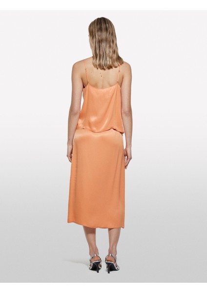 %100 Viskoz Saten Midi Etek Kadın Turuncu Etek - 325P42BZL002R indirimleri