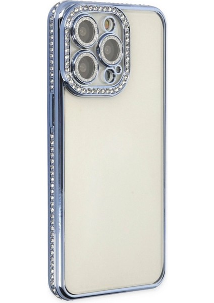 iPhone 13 Pro Kılıf Joke Taşlı Silikon - Mavi