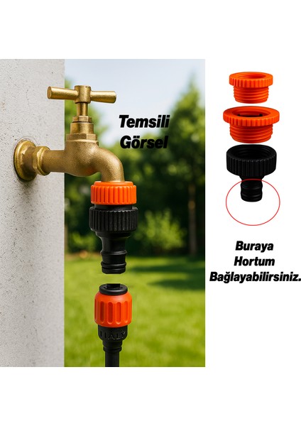 Hortum Bağlantı Aparatı Adaptör 3 Farklı Ölçülü Eki 1/2" - 3/4" - 1" MD306 Bahçe Hortum Ucu Plastik indirimleri