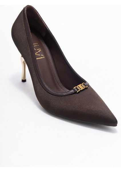 Mılos Kahverengi Saten Tokalı Kadın Topuklu Ayakkabı modelleri