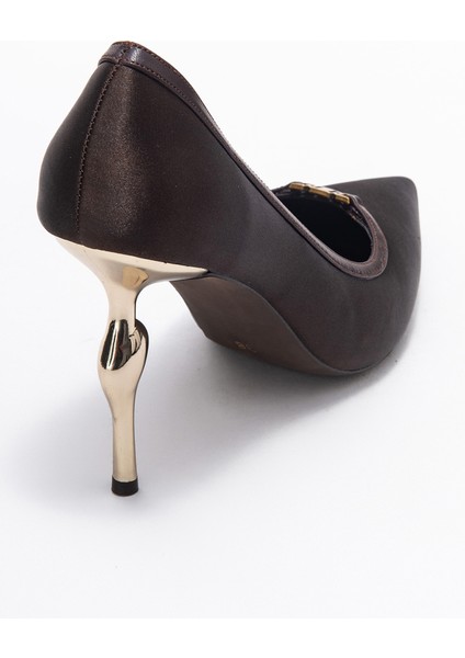 Mılos Kahverengi Saten Tokalı Kadın Topuklu Ayakkabı indirimleri