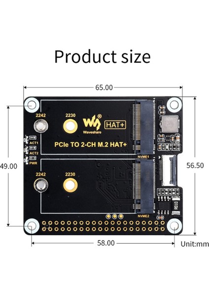 Waveshare Adaptör Kartı Pcıe&#39;ye 2-Ch M.2 Hat+ Yerleşik Göstergeler Güç Monitör Chip Raspberry Pi 5 Için Eeprom (Yurt Dışından)