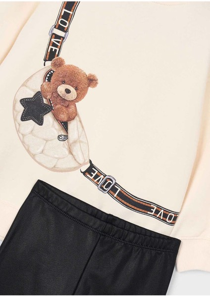 Kız Çocuk Oyuncak Ayı Tayt ve Sweatshirt 2 Li Takım 4727 Siyah indirimleri