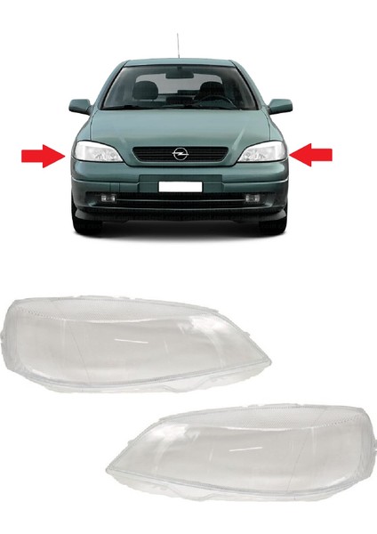Opel Astra G 1998-2004 Uyumlu Sağ + Sol Far Camı Takım 2 Adet 1216156 1216157