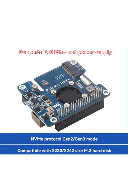 Raspberry Pi 5 POE + PCIE - M.2 NVME SSD Tahtası Şapkası + PI5 2242/2230 Ethernet Desteği NVME M2 Protokolü üzerinden Güç (Yurt Dışından) fiyatları