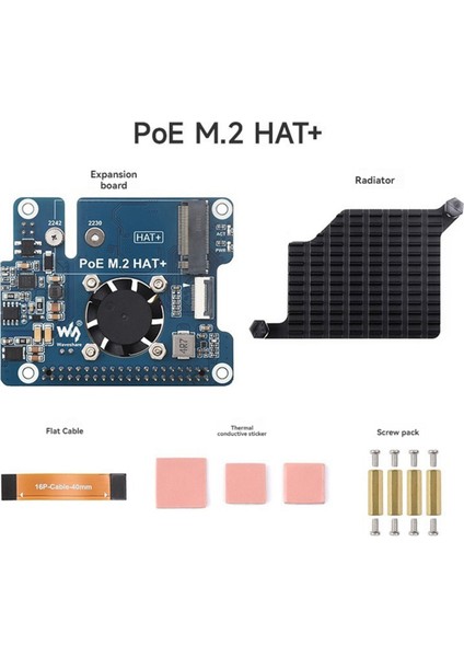 Raspberry Pi 5 POE + PCIE - M.2 NVME SSD Tahtası Şapkası + PI5 2242/2230 Ethernet Desteği NVME M2 Protokolü üzerinden Güç (Yurt Dışından) modelleri