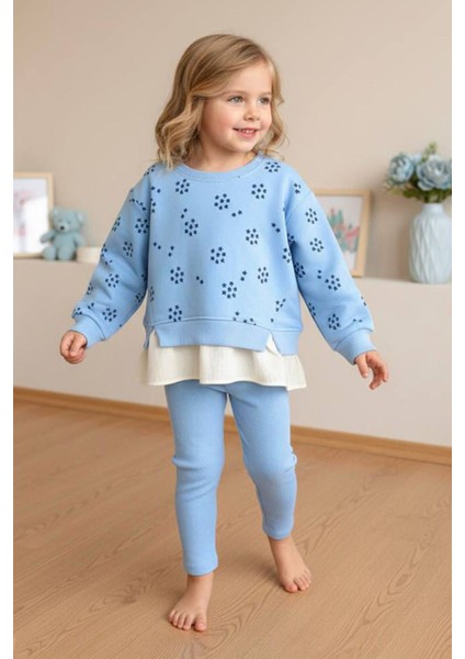 Yıldız Baskılı Kız Çocuk 2 Li takım - Mavi fiyatları