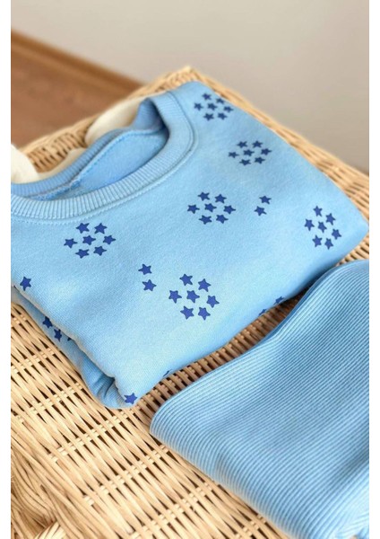 Yıldız Baskılı Kız Çocuk 2 Li takım - Mavi indirimleri