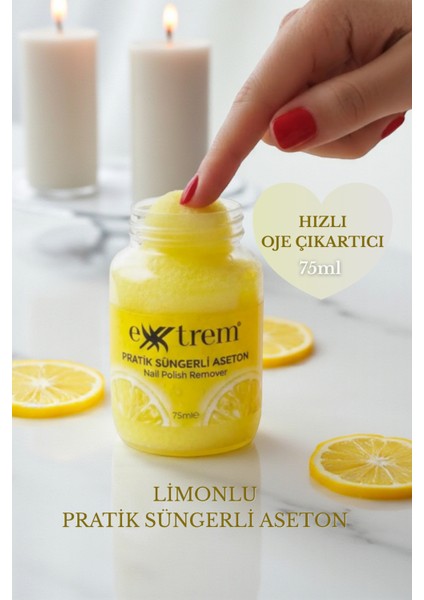 Pratik Süngerli Aseton Limon Kokulu 75 ml