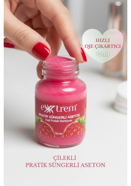 Pratik Süngerli Aseton Çilek Kokulu 75 ml
