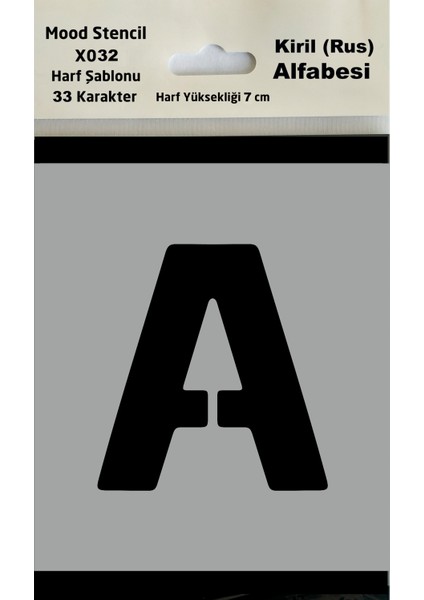 Stencil Harf Boyama Şablonu X032-KRIL Alfabesi
