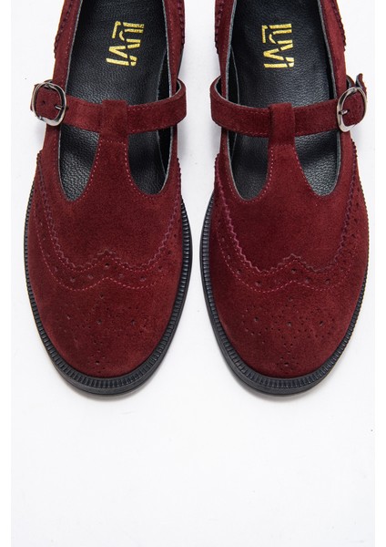 Janney Bordo Süet Hakiki Deri Bantlı Kadın Loafer Ayakkabı fiyatları