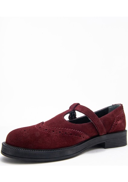 Janney Bordo Süet Hakiki Deri Bantlı Kadın Loafer Ayakkabı fırsatları
