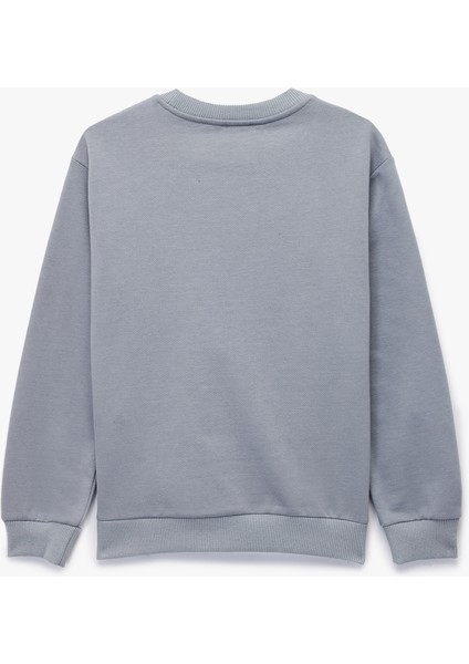 Pamuklu Uzun Kollu Bisiklet Yaka Baskılı Sweatshirt fiyatları