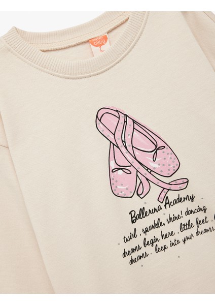 Uzun Kollu Bisiklet Yaka Pamuklu Baskılı Sweatshirt modelleri