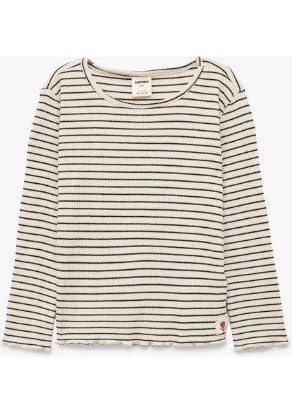 Uzun Kollu Bisiklet Yaka Çizgili Tişört