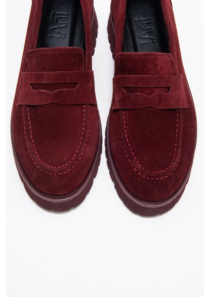 Vıonel Bordo Süet Hakiki Deri Kadın Loafer Ayakkabı fiyatları