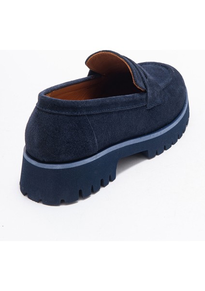 Vıonel Lacivert Süet Hakiki Deri Kadın Loafer Ayakkabı indirimleri