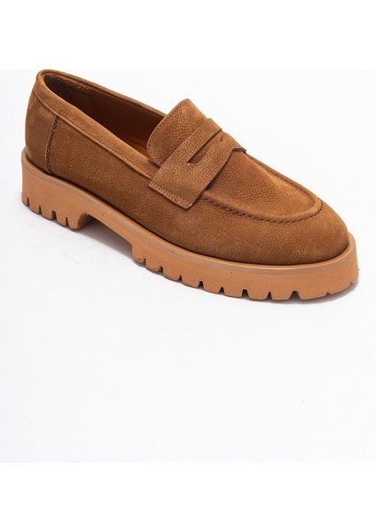 Vıonel Taba Nubuk Hakiki Deri Kadın Loafer Ayakkabı modelleri