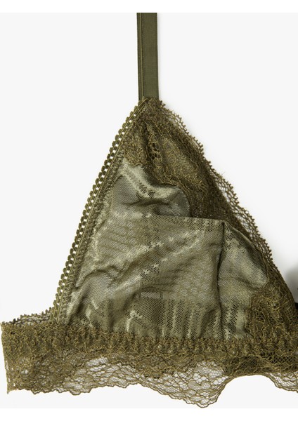 Rahat Kalıp Balensiz Dolgusuz Ekose Desenli Dantel Detaylı Üçgen Sütyen fiyatları