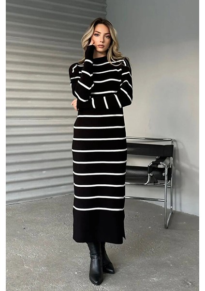 Çizgili Triko Elbise