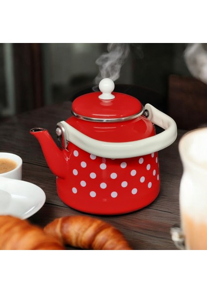 Emaye Kırmızı Puantiyeli Çaydanlık 1,4 Litre Emaye Çaydanlık Çinko Bitki Çayı Demliği fiyatları