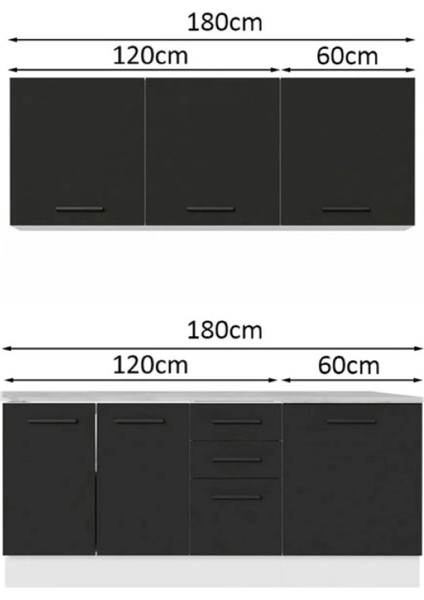 Apollo Hazır Mutfak Dolabı-Çok Amaçlı Dolap 180 cm ve Beyaz Laminat Tezgah Dahil modelleri