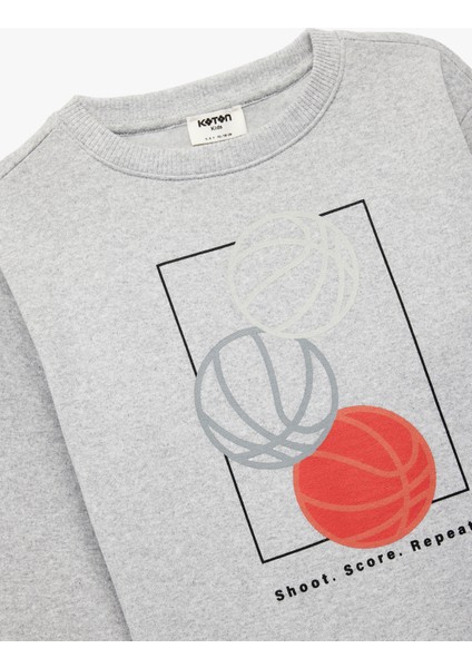 Basketbol Baskılı Uzun Kollu Bisiklet Yaka Sweatshirt modelleri