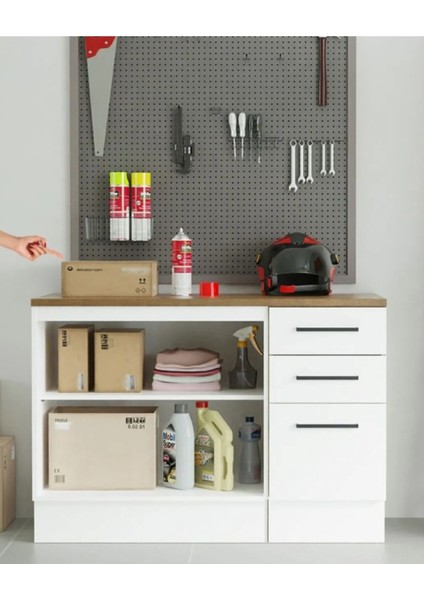 Atlantikçam Tezgahlı Prag Mutfak Alt Modül 3 Çekmeceli -2 KAPAKLI-120 cm Beyaz-Tezgah Dahil modelleri