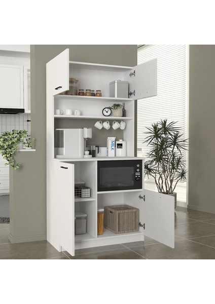 Lexa Çok Amaçlı Dolap-Mikrodalga-Erzak-Airfryer-Mutfak-Kiler Dolabı-Kahve Köşesi-Beyaz-90 cm fiyatları