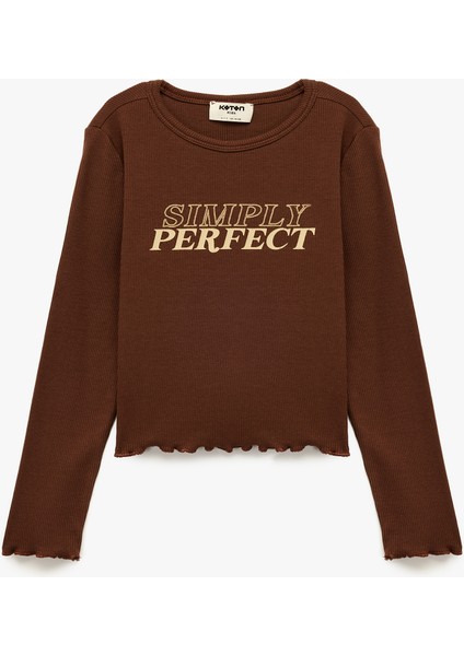 Ribanalı Uzun Kollu Bisiklet Yaka Pamuklu Tişört